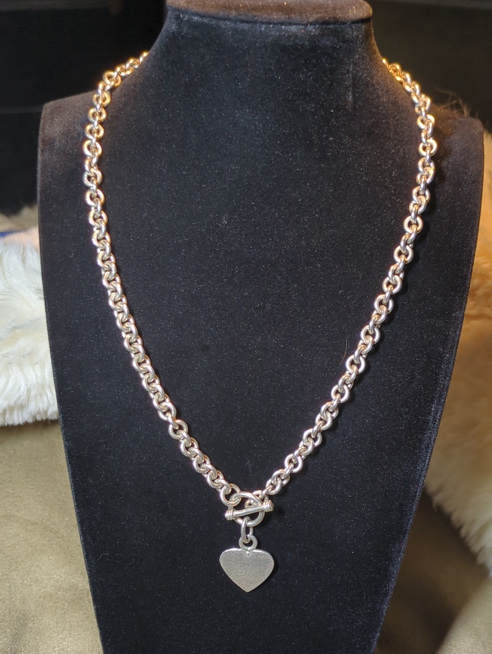 Engravable Heart 925 Sterling Silver Toggle Necklace - 16" NOW ONLY $200